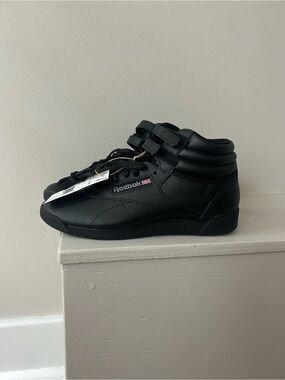 New with Tags Reebok Freestyle Classic Black High-Top Sneakers